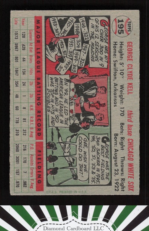 1956 Topps #195 George Kell VGEX o, back