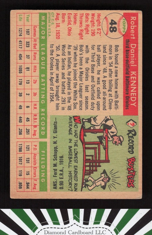 1955 Topps #48 Bob Kennedy GD+ d, back