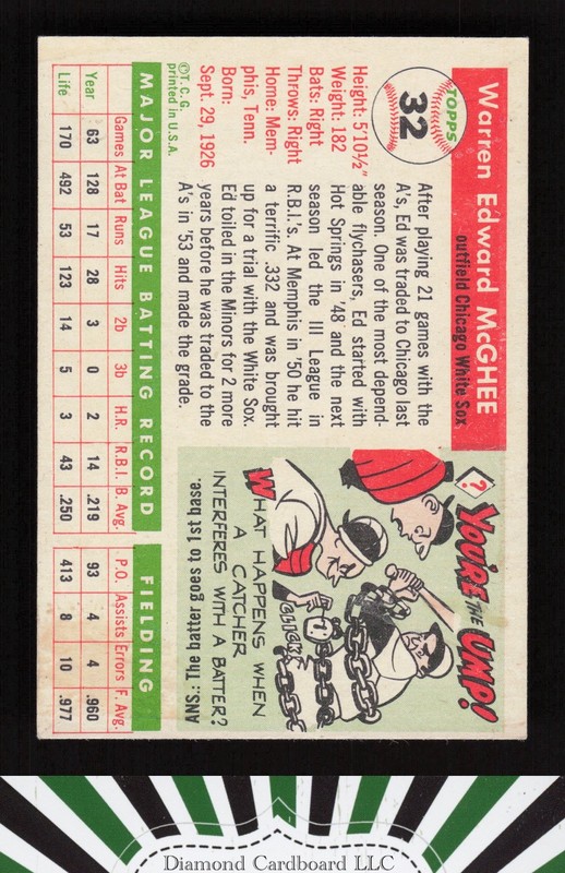 1955 Topps #32 Ed McGhee EX j, back