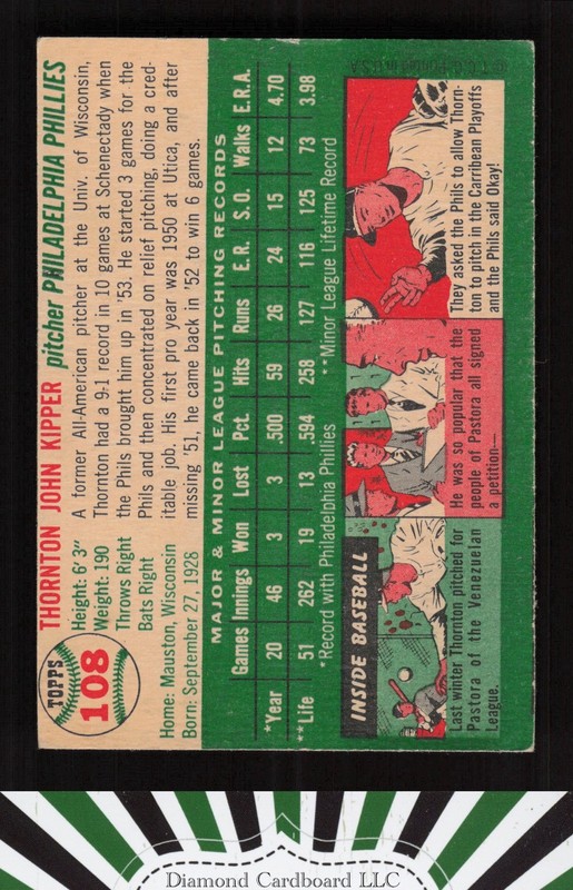 1954 Topps #108 Thornton Kipper VG c, back