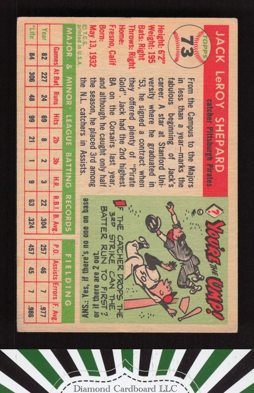 1955 Topps #73 Jack Shepard VGEX j, back
