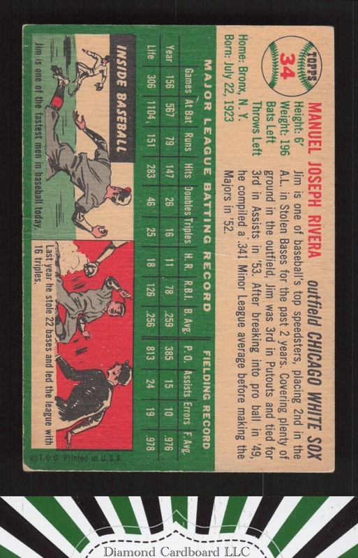 1954 Topps #34 Jim Rivera VGEX+ a, back