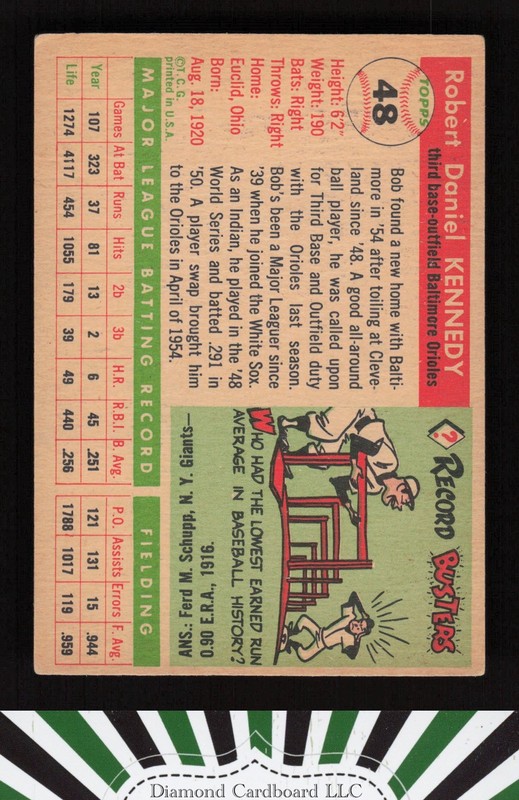1955 Topps #48 Bob Kennedy VGEX g, back