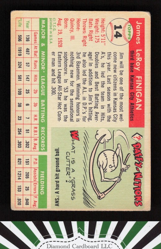 1955 Topps #14 Jim Finigan GD a, back
