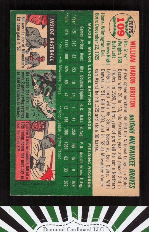 1954 Topps #109 Bill Bruton EX (MC) j, back