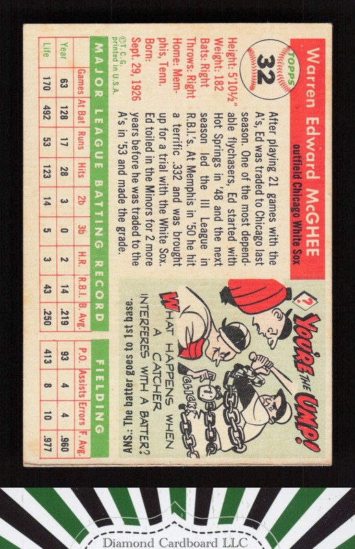 1955 Topps #32 Ed McGhee GD+ e, back