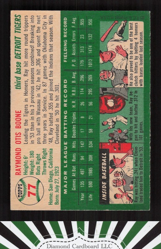 1954 Topps #77 Ray Boone EX i, back
