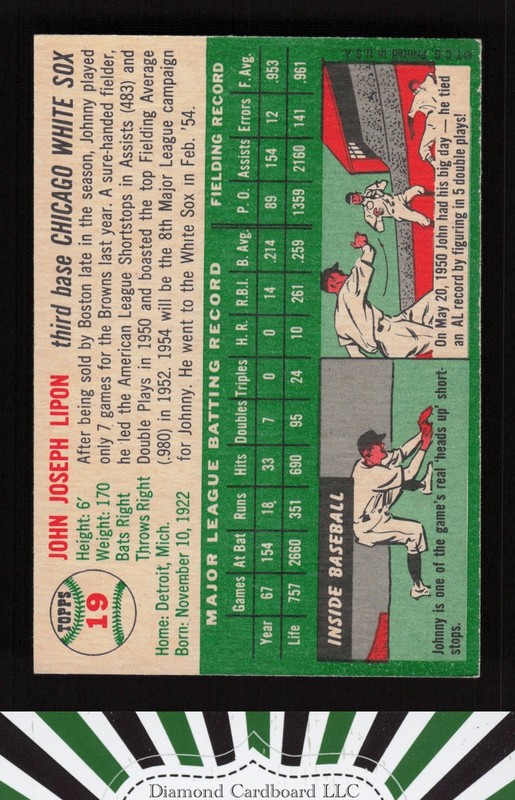 1954 Topps #19 Johnny Lipon VG a, back