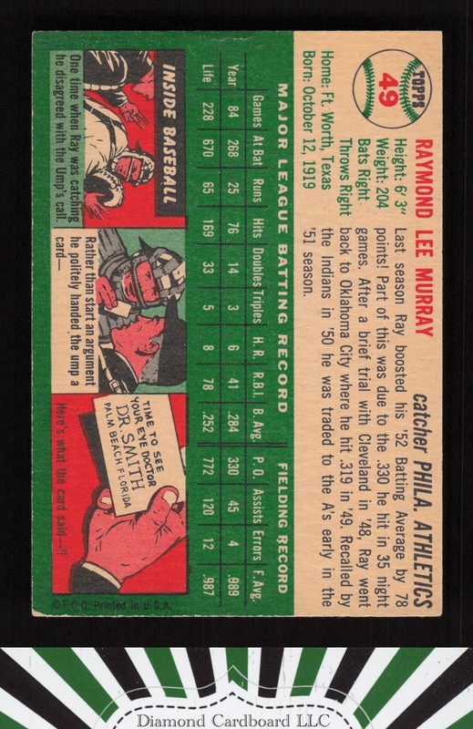 1954 Topps #49 Ray Murray GD m, back