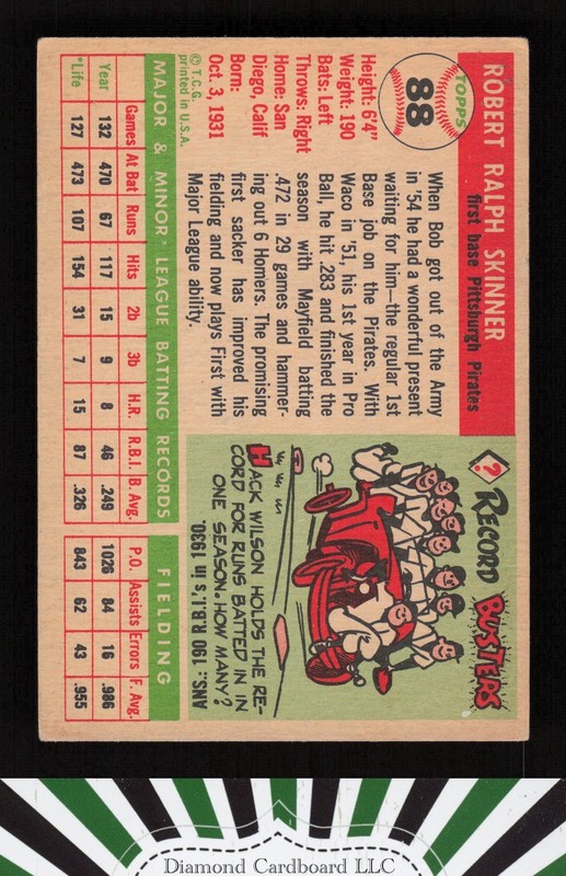 1955 Topps #88 Bob Skinner VG+ c, back