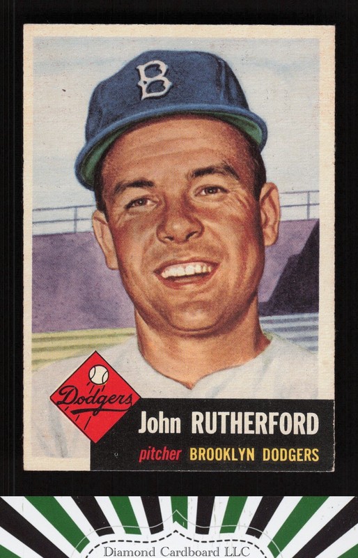 1953 Topps #137 John Rutherford : Bio uses white text EX+ i, front