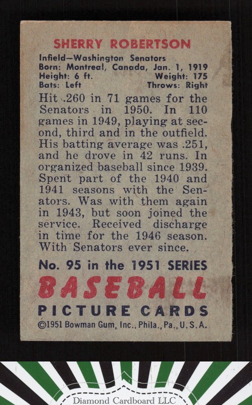 1951 Bowman #95 Sherry Robertson VGEX+, back