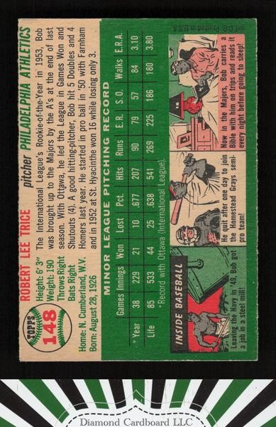 1954 Topps #148 Bob Trice VG [SHARP] c, back