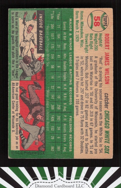 1954 Topps #58 Bob Wilson VG (ST) o, back