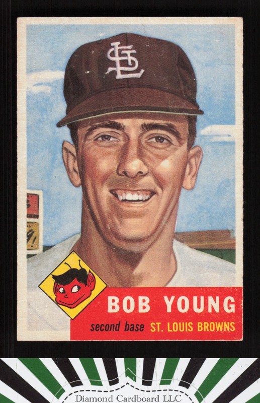 1953 Topps #160 Bobby Young : Bio uses black text GD+ g, front