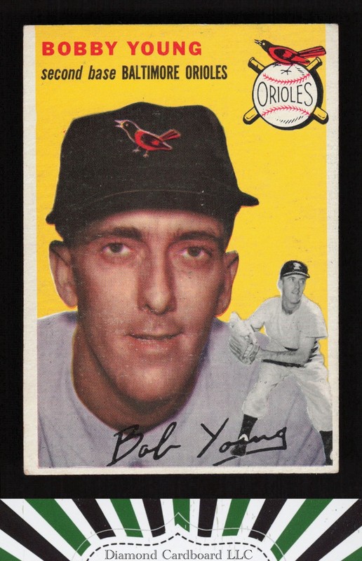 1954 Topps #8 Bobby Young VGEX m, front