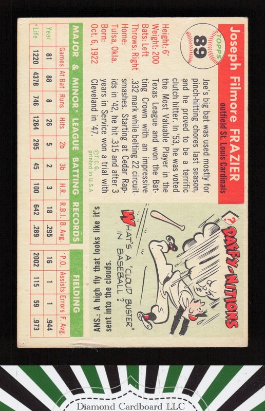 1955 Topps #89 Joe Frazier VG m, back