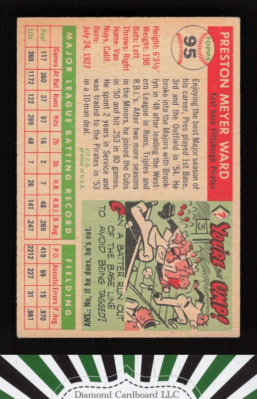 1955 Topps #95 Preston Ward VG [GOOD EYE APPEAL[ f, back