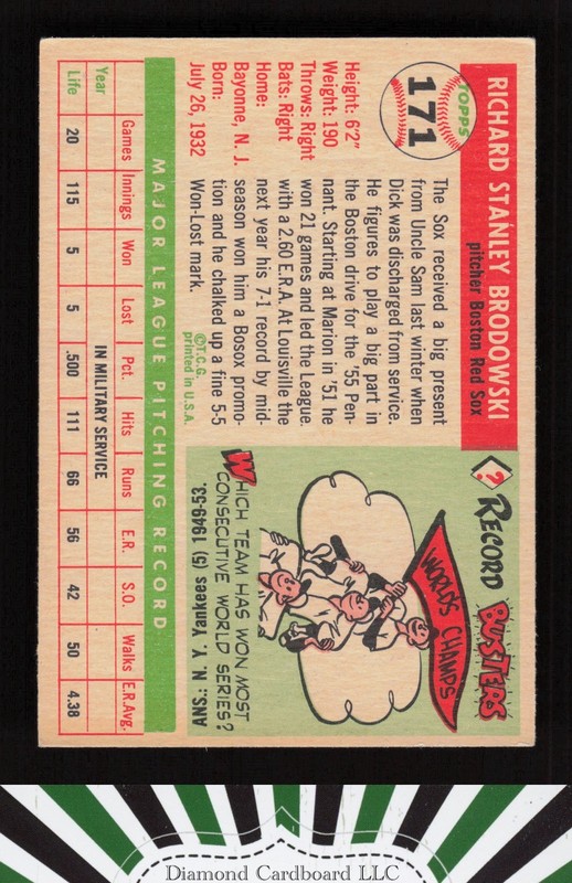 1955 Topps #171 Dick Brodowski EX+ g, back