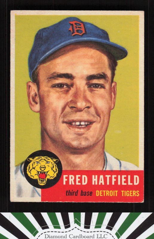 1953 Topps #163 Fred Hatfield : Bio uses black text VGEX [CENTERED] h, front