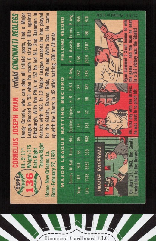 1954 Topps #136 Connie Ryan EX c, back
