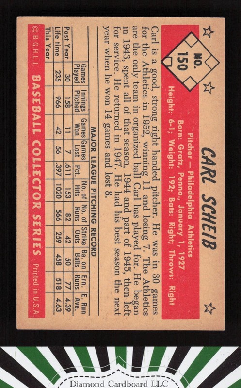 1953 Bowman Color #150 Carl Scheib EXMT a, back