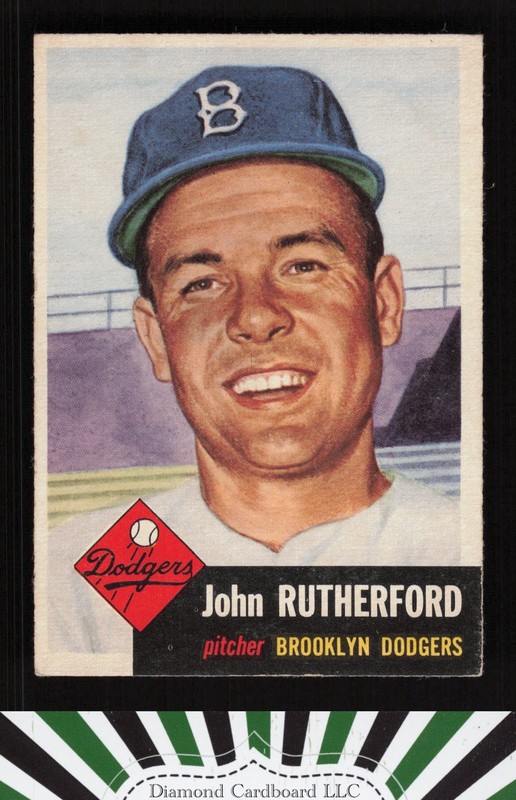 1953 Topps #137 John Rutherford : Bio uses white text VGEX g, front