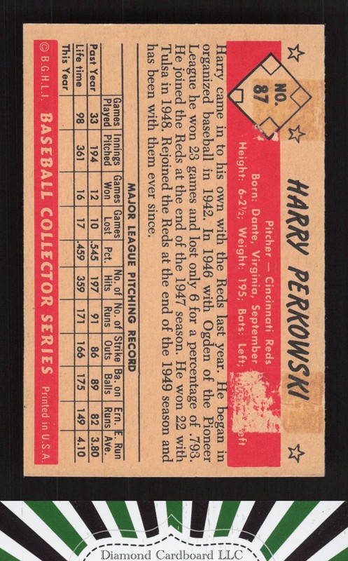 1953 Bowman Color #87 Harry Perkowski PR (Front looks EX+) a, back