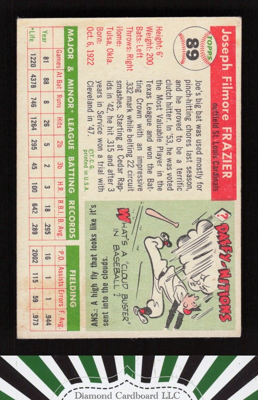 1955 Topps #89 Joe Frazier VGEX e, back