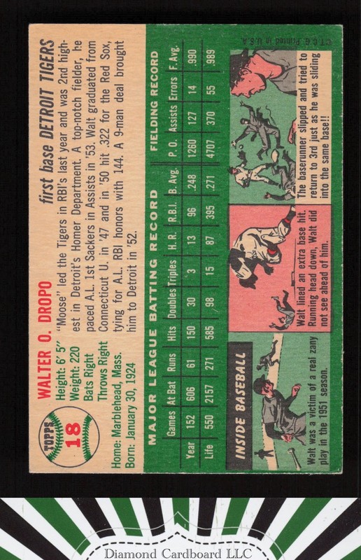 1954 Topps #18 Walt Dropo VGEX c, back