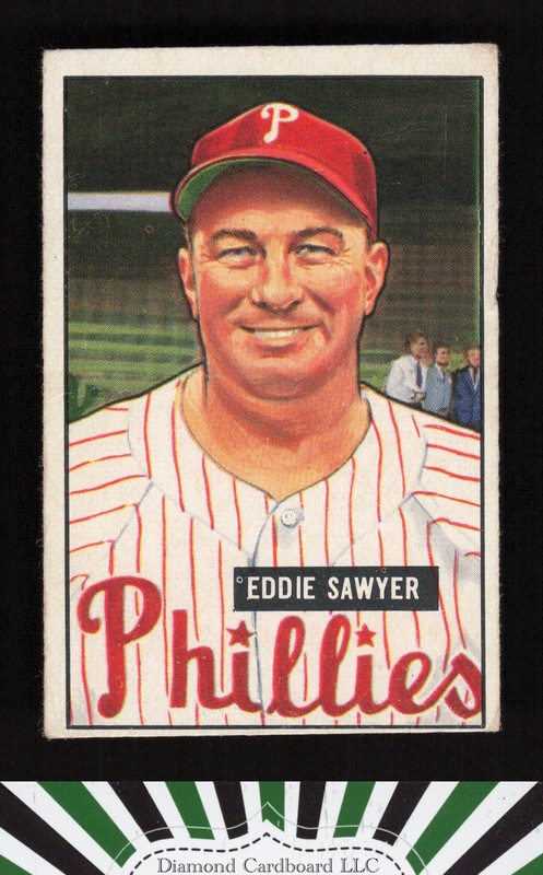 1951 Bowman #184 Eddie Sawyer VG, front