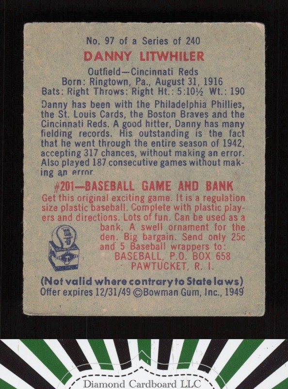1949 Bowman #97 Danny Litwhiler VG [GOOD CENTERING] a, back