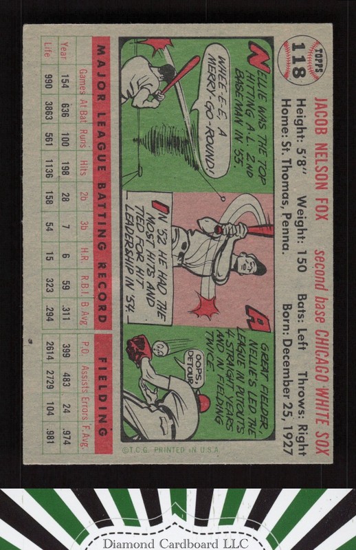 1956 Topps #118 Nellie Fox VGEX l, back
