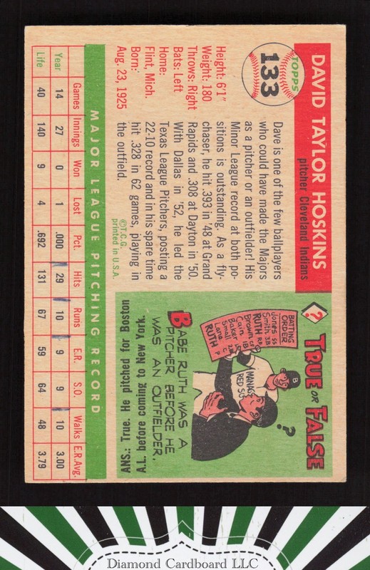 1955 Topps #133 Dave Hoskins EX p, back