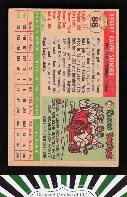 1955 Topps #88 Bob Skinner VGEX d, back