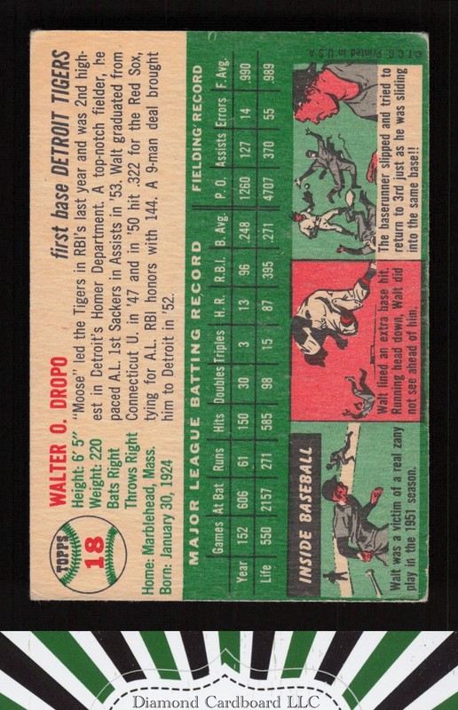 1954 Topps #18 Walt Dropo VG g, back