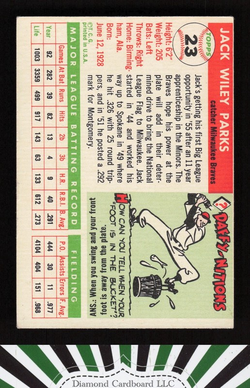 1955 Topps #23 Jack Parks VGEX (MC) f, back