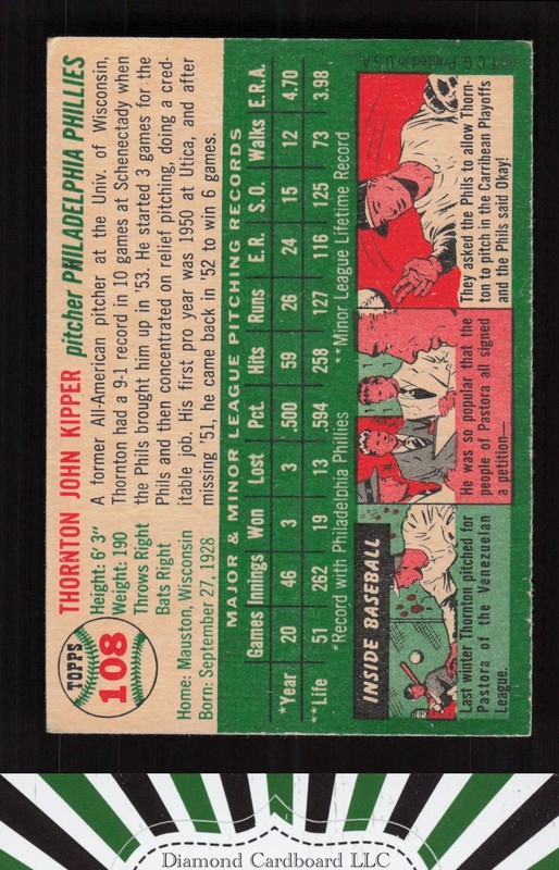 1954 Topps #108 Thornton Kipper EX k, back