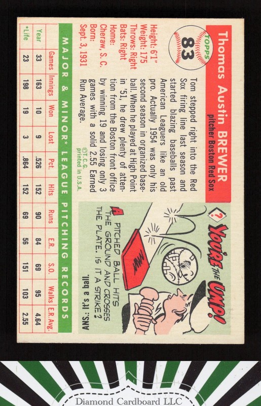 1955 Topps #83 Tom Brewer EX j, back