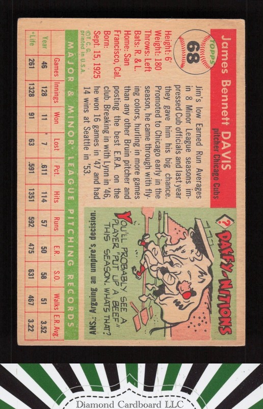 1955 Topps #68 Jim Davis VG+ f, back