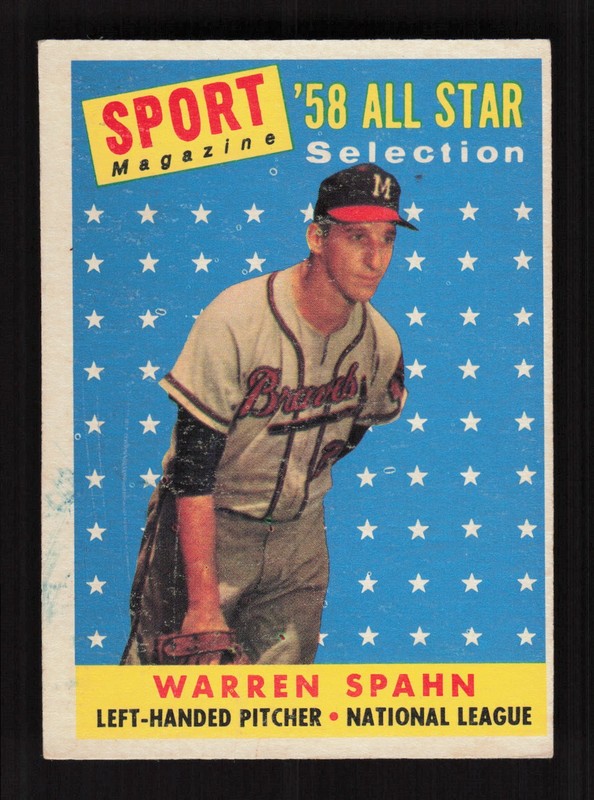 1958 Topps #494 Warren Spahn VGEX h, front