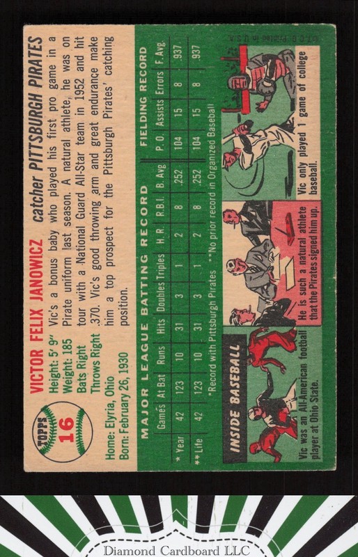 1954 Topps #16 Vic Janowicz VGEX+ i, back