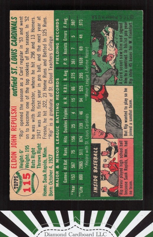 1954 Topps #115 Rip Repulski VG c, back