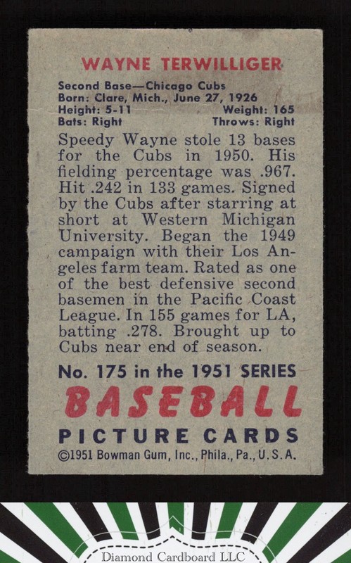 1951 Bowman #175 Wayne Terwilliger EX [CENTERED], back