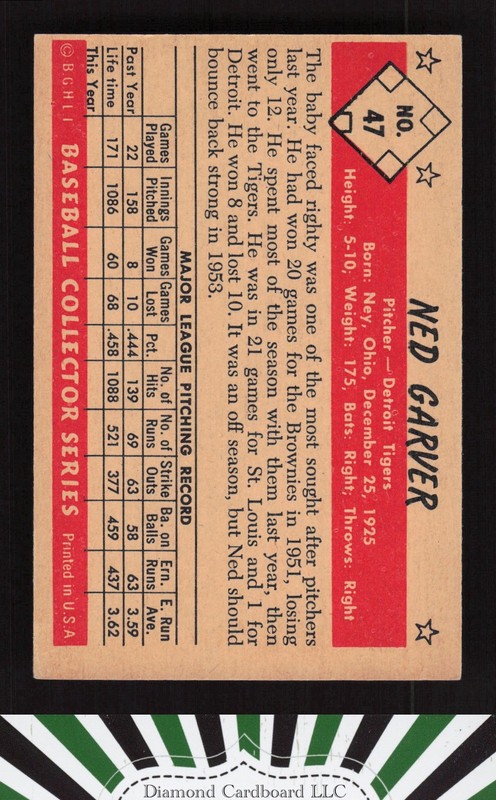 1953 Bowman Color #47 Ned Garver VGEX+ c, back