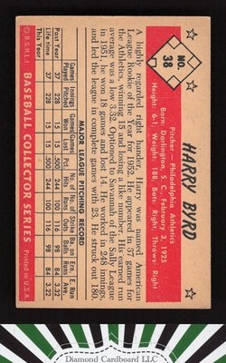 1953 Bowman Color #38 Harry Byrd GD c, back