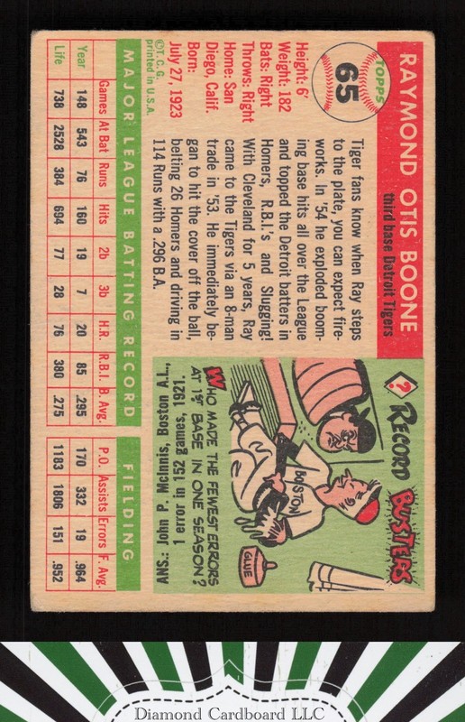 1955 Topps #65 Ray Boone GD+ a, back