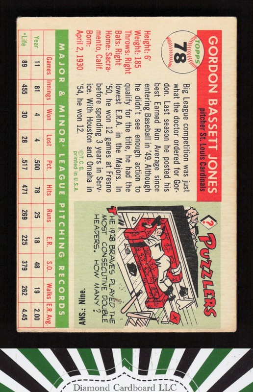 1955 Topps #78 Gordon Jones VGEX (MC) a, back