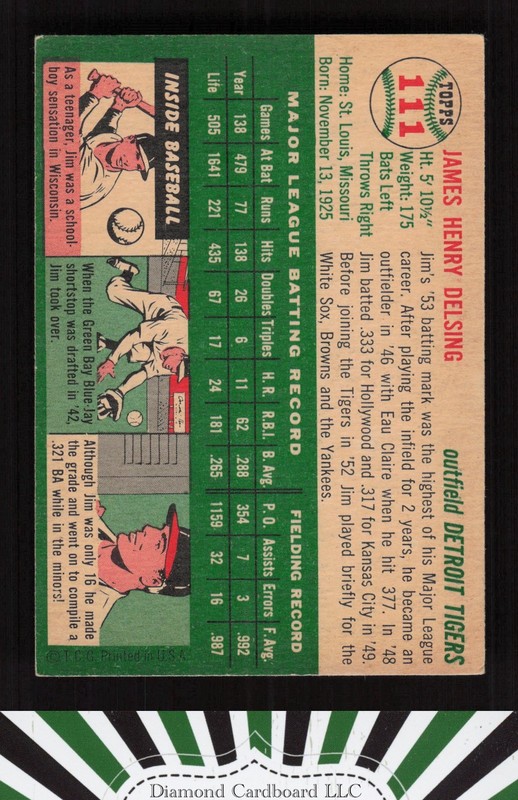 1954 Topps #111 Jim Delsing VGEX+ b, back