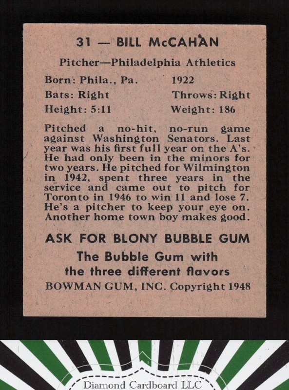 1948 Bowman #31 Bill McCahan EXMT a, back